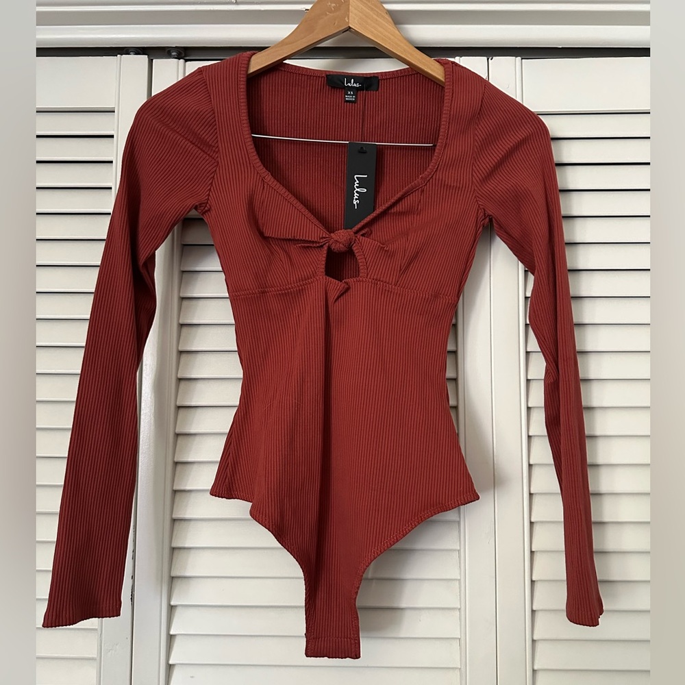 Lulu's Rust Long Sleeve Bodysuit NWT